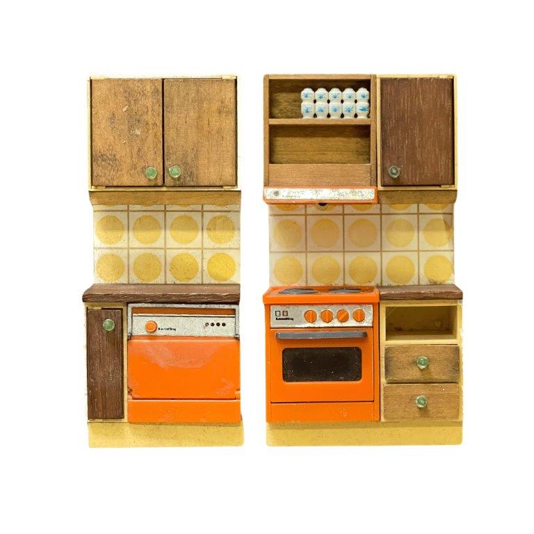 Lundby - Kitchen Benches with Stove and Dishwasher circa 1970s