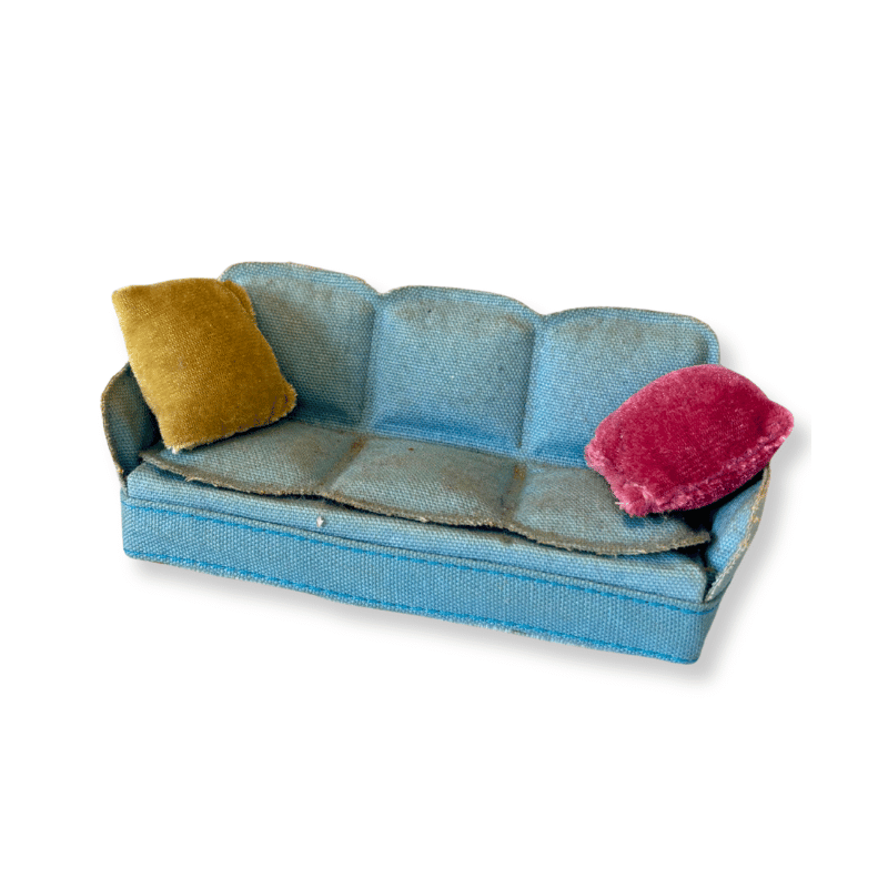 Lundby Doll House Ex-Display - Blue Sofa with Velvet Cushions