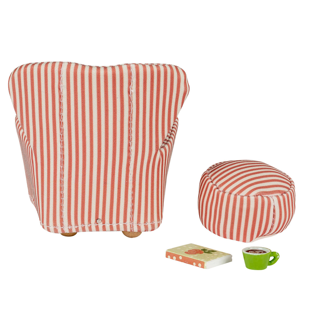 Lundby Doll House Furniture - Reading Nook Armchair &amp; Ottoman Set