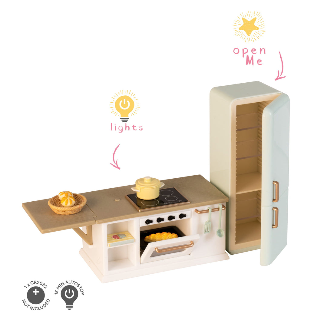 Lundby Doll House Furniture - Kitchen Fridge, Island, Oven and Stovetop