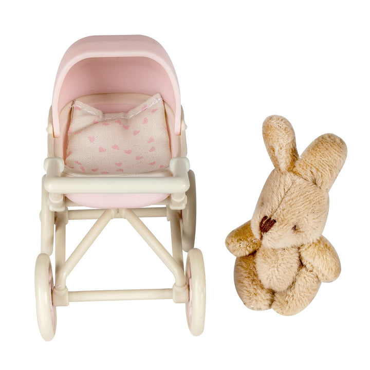 Lundby Doll House Accessories - Baby Pram &amp; Teddy Set