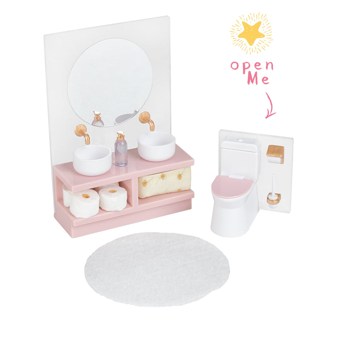 Lundby Doll House Furniture - Bathroom Washbasin &amp; Toilet Set