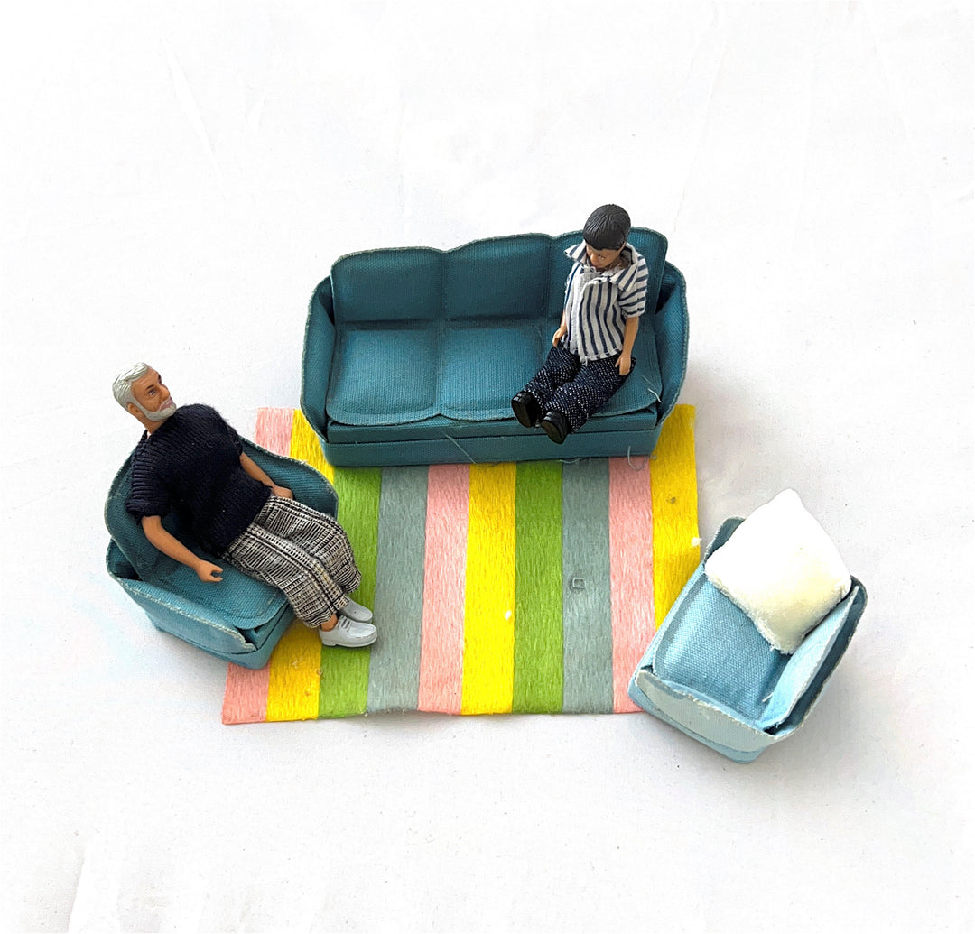 Lundby Dolls House Ex-Display - Blue Sofa &amp; Chair set