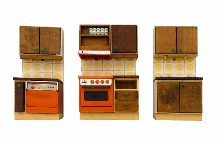 Lundby Doll House Vintage - 1970s 3pc Kitchen Cabinet Set