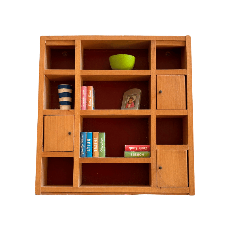 Lundby Doll House Ex Display - Wooden Bookcase with Books and Ornaments