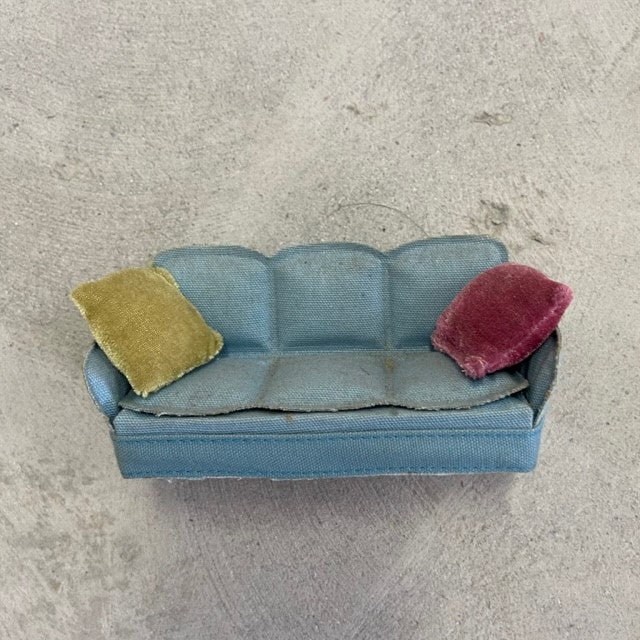 Lundby Dolls House - Blue Sofa and Velvet Cushions - VINTAGE 2000