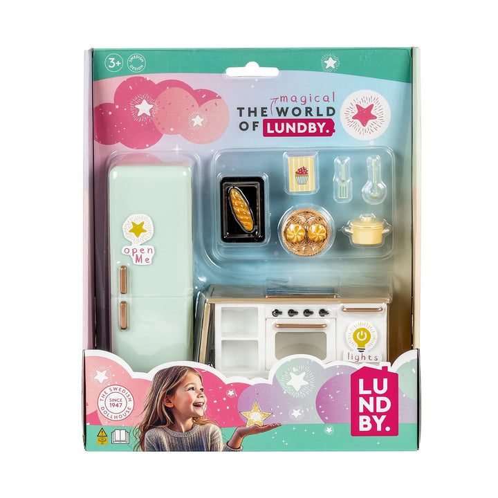 Lundby Doll House Furniture - Kitchen Fridge, Island, Oven and Stovetop