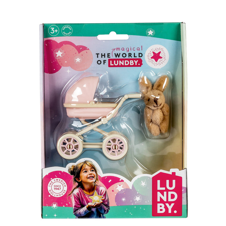 Lundby Doll House Accessories - Baby Pram &amp; Teddy Set