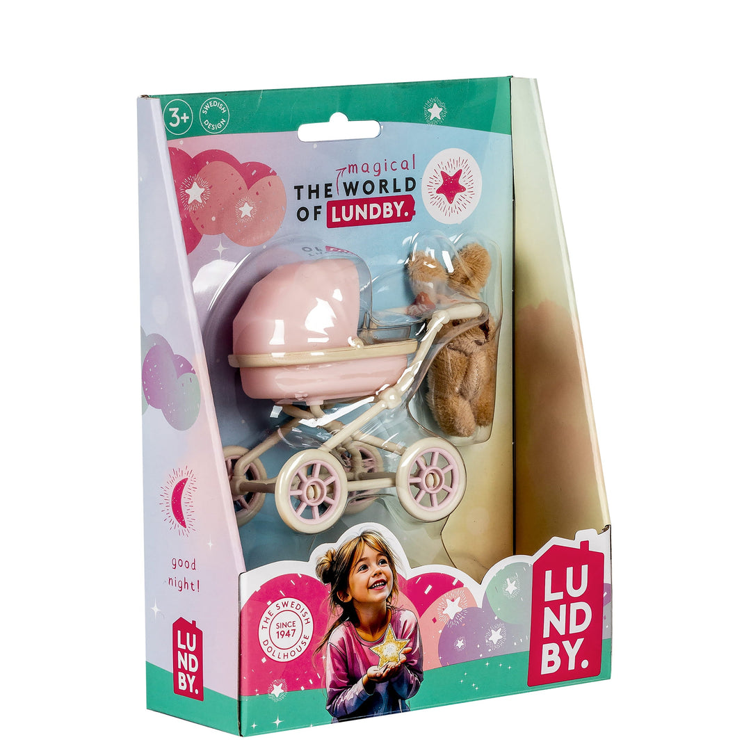 Lundby Doll House Accessories - Baby Pram &amp; Teddy Set