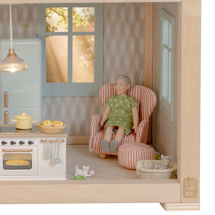 Lundby Doll House Furniture - Reading Nook Armchair &amp; Ottoman Set