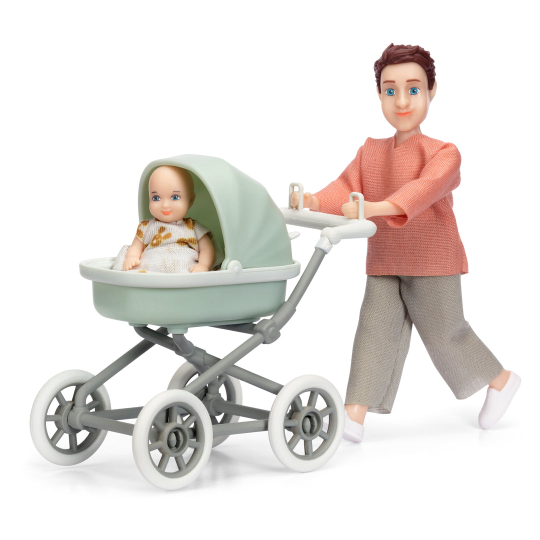 Lundby Father with Pram and Baby